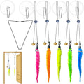 Door Hanging Cat Toys with Suction Cups, Interactive Hanging Feather & Plush Cat Toy with Bell, Assorted Replaceable Refills for Indoor Kitten Hunting Exercise & Boredom Relief (caterpillar)