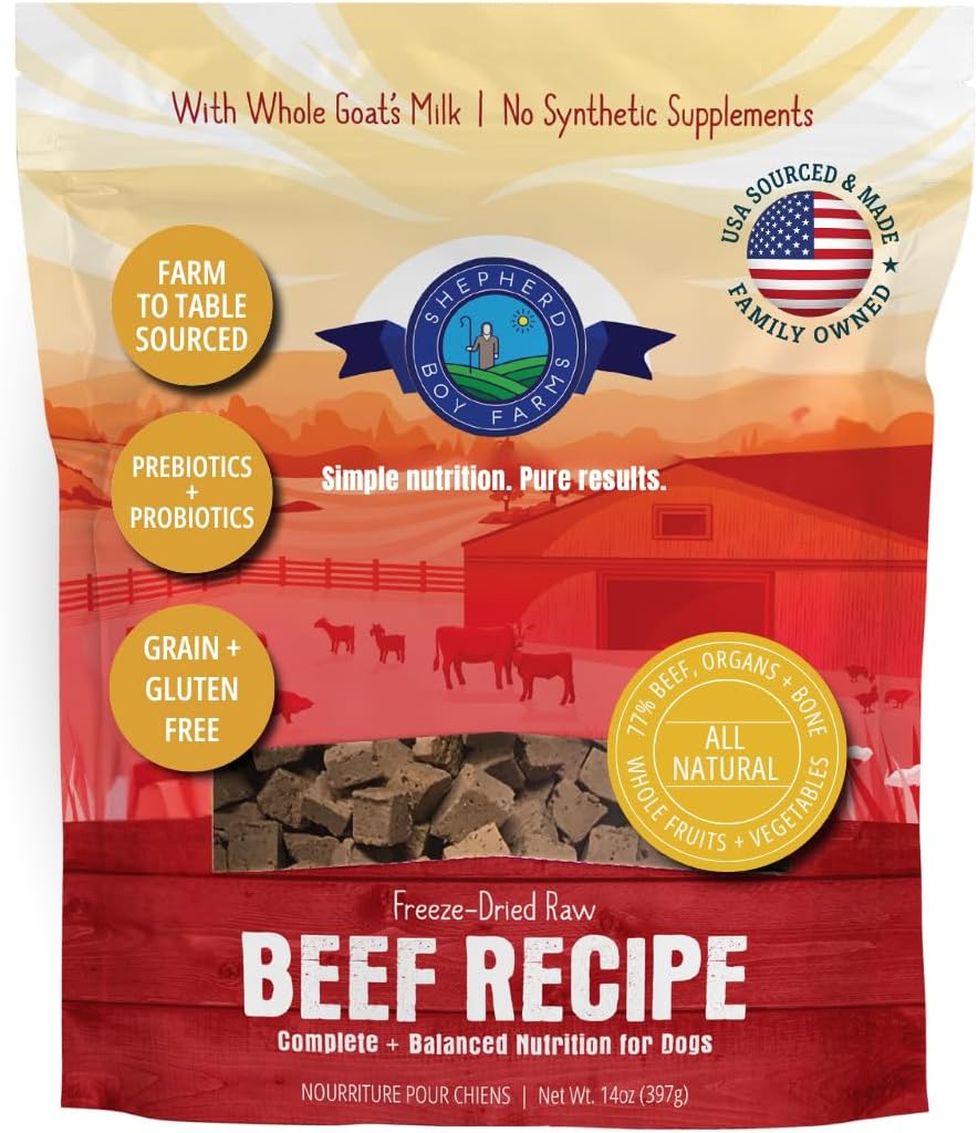 Shepherd Boy Farms Freeze Dried Dog Food - Beef Recipe, USA Made 14 oz