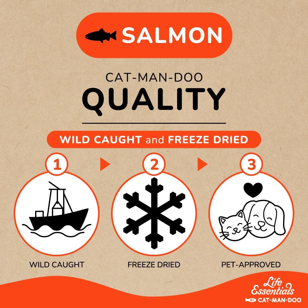 Life Essentials by Cat-Man-Doo | Freeze Dried Salmon Treats | 5oz Bag (4pk)