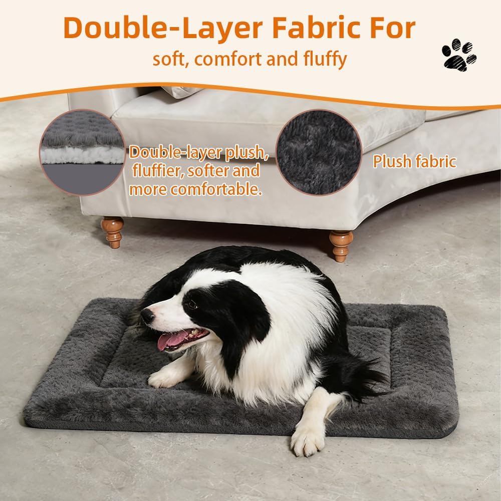 Dog Bed Mat 24x18, Dark Gray Small Dog Bed,Washable Dog Bed for Crate