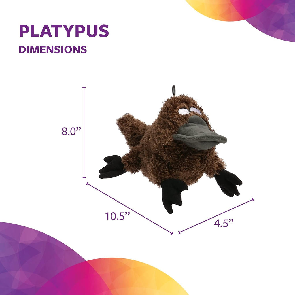 TrustyPup Strong 'N Silent Platypus Silent Squeak Plush Dog Toy, Chew Guard Technology - Brown, Large