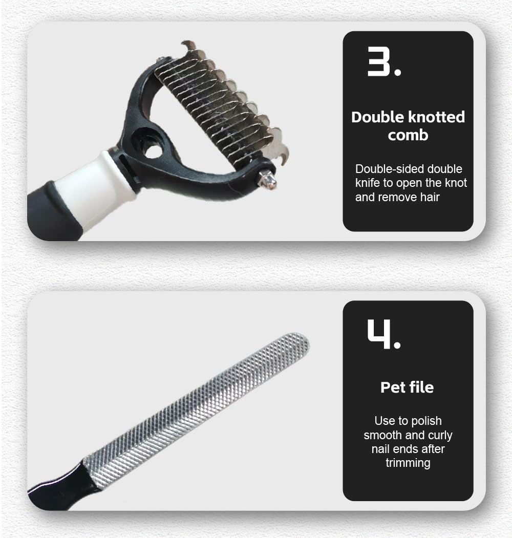 6-in-1 Pet Grooming Kit – Dog Grooming Kit with Undercoat Rake, Slicker Brush, Flea Comb, Nail Clippers & Grooming Glove – Complete Cat & Dog Grooming Tool Set for Shedding Control