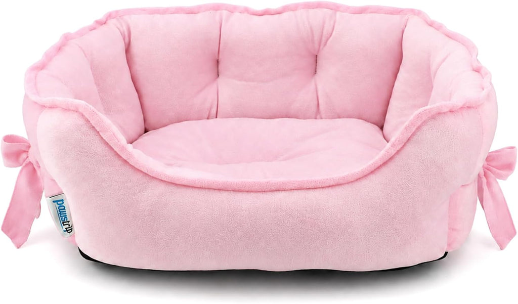 Pink Dog Bed for Small Breeds Breathable Princess Bowknot Puppy Cat Cushion