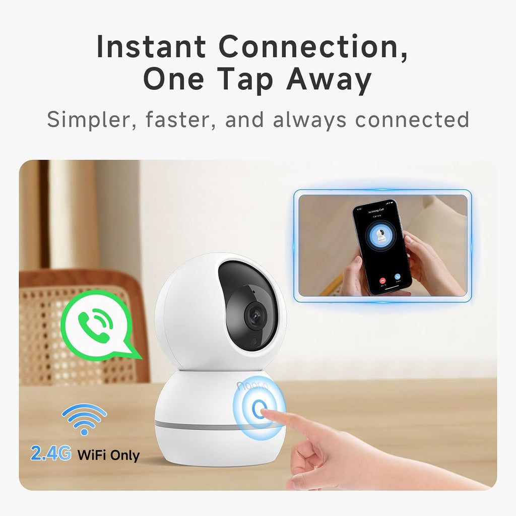 Noorio 2K Indoor Camera Wireless, Baby Monitor Pet Camera, 2-Way Audio