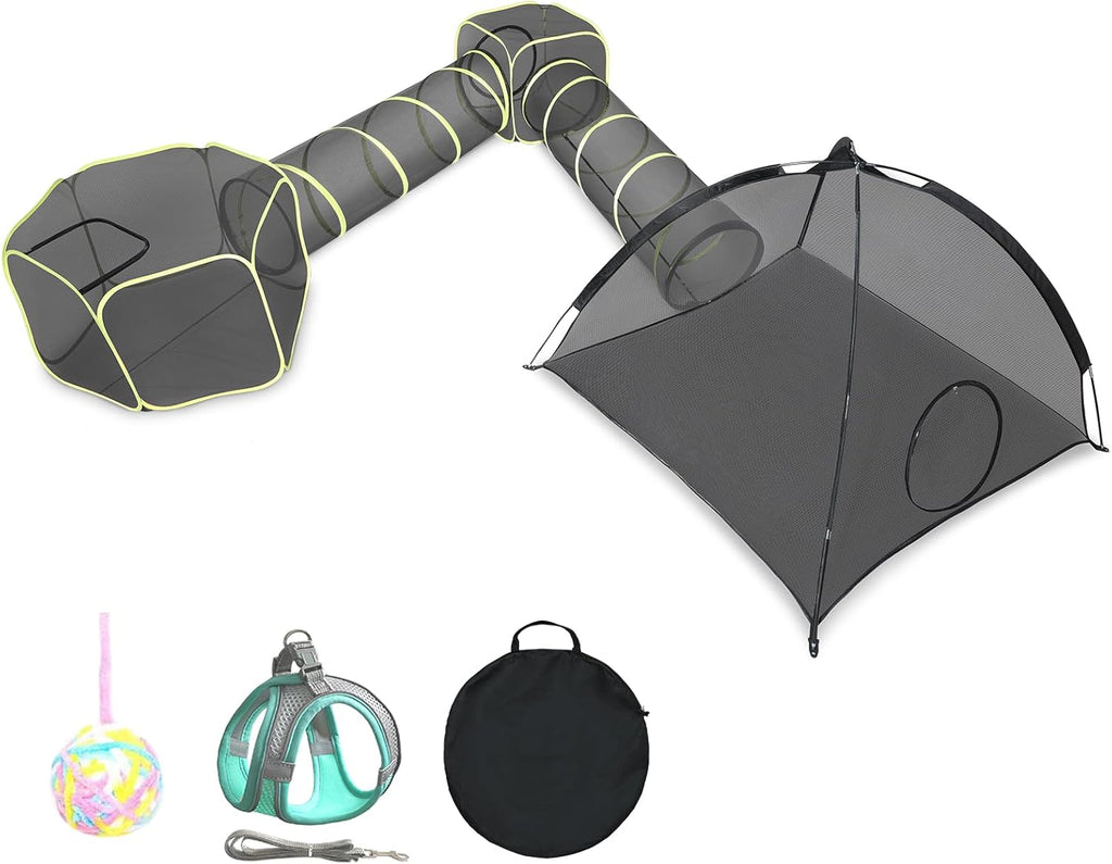 Wilwolfer 5 in 1 Cat Enclosure - Outdoor Cat Tent with Tunnel & House - Portable Pet Playpen for Cats, Puppies & Small Animals