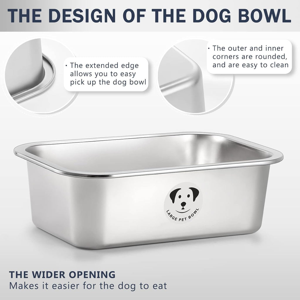 Stainless Steel Dog Bowls for Large Dogs, High Capacity Metal Dog Food Bowls, Food and Water Bowl for Larges, X-Large, and Big Dogs 3.2 Gallons