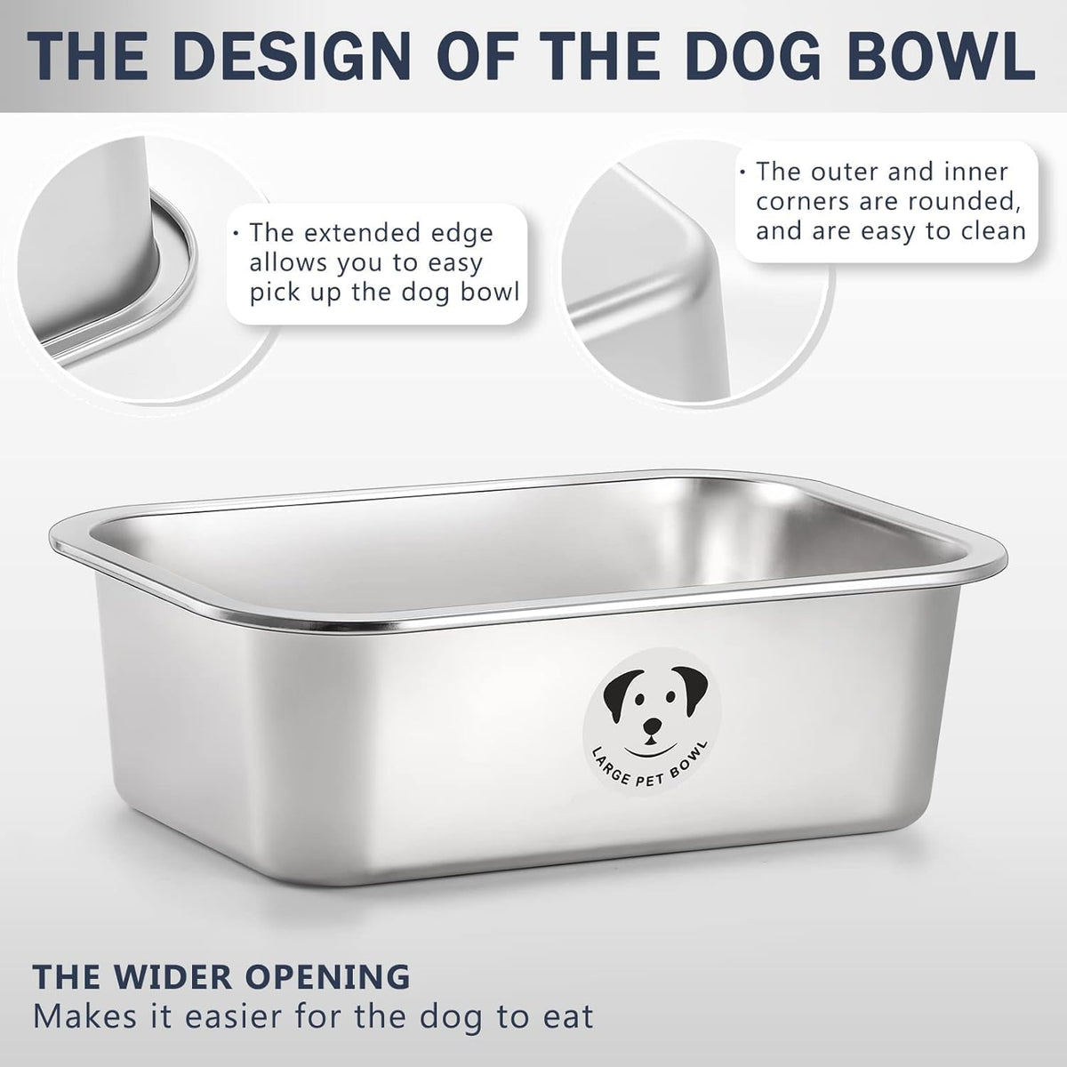 Stainless Steel Dog Bowls for Large Dogs, High Capacity Metal Dog Food Bowls, Food and Water Bowl for Larges, X-Large, and Big Dogs 3.2 Gallons