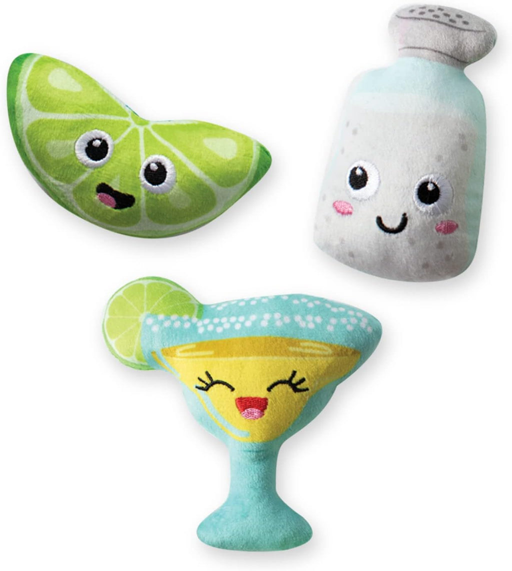 Fringe Studio Plush Dog Toy Set, ON Margarita TIME, 3 Piece Set for Dogs (289590), Multicolor, X-Small