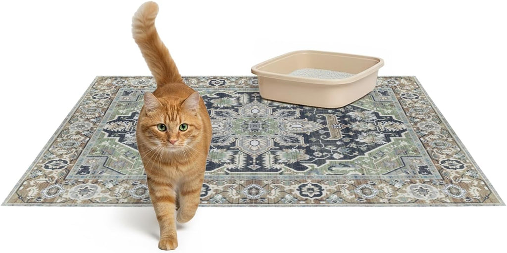 Lovewag Cat Litter Mat, Litter Box Mat, Sage Forest, 36x48, 2 Pack | Washable litter mat cover, kitty litter mat & cat mat for litter box, litter trapping mat, prevents tracking, multi-cat