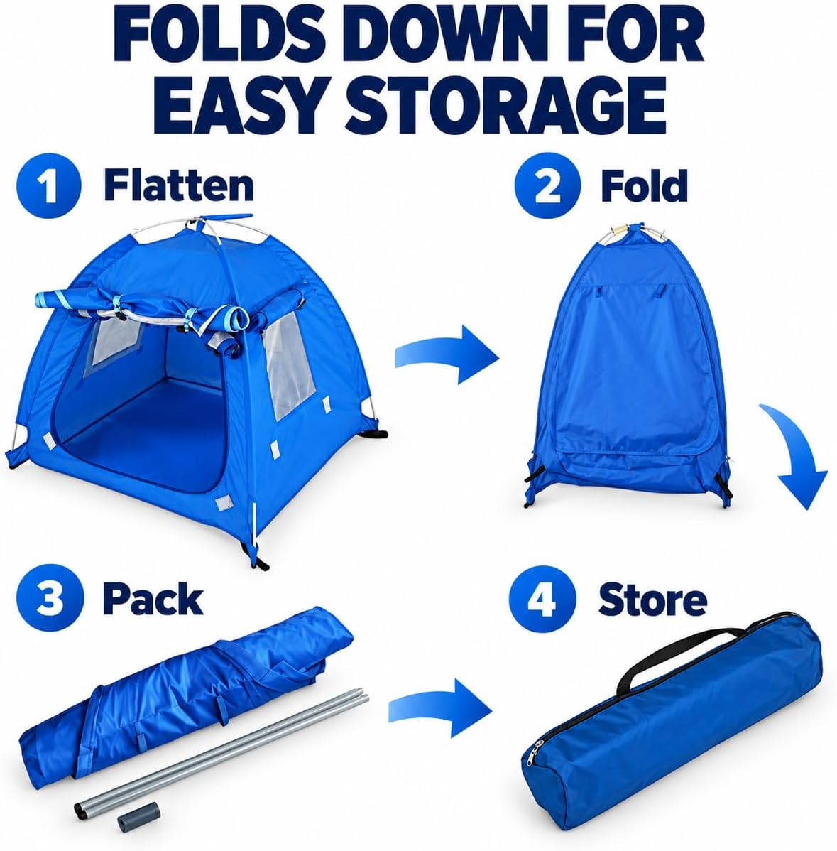 Breathable Washable Pet Puppy Kennel Dog Cat Folding Indoor Outdoor House Bed Tent (Blue,M)
