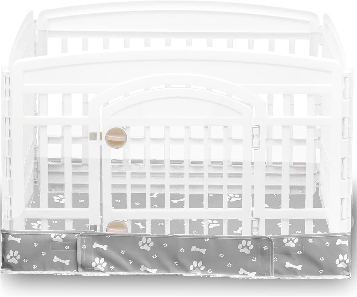 Dog Playpen Bottom Pad Fits for 36 Inch 4 Panels Exercise Pet Playpen, Dog Crate Pad Puppy Playpen Pad, Hoop and Loop Design (Note: Playpen Not Included). -Gray