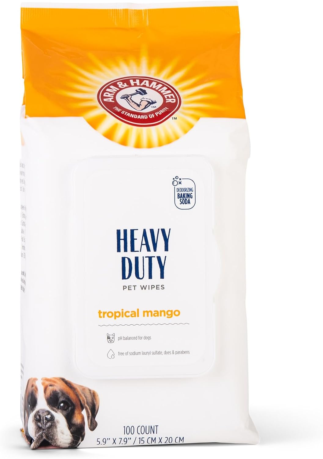 Arm & Hammer Heavy Duty Multipurpose Dog Wipes, Mango, 100 Count, 3-Pack