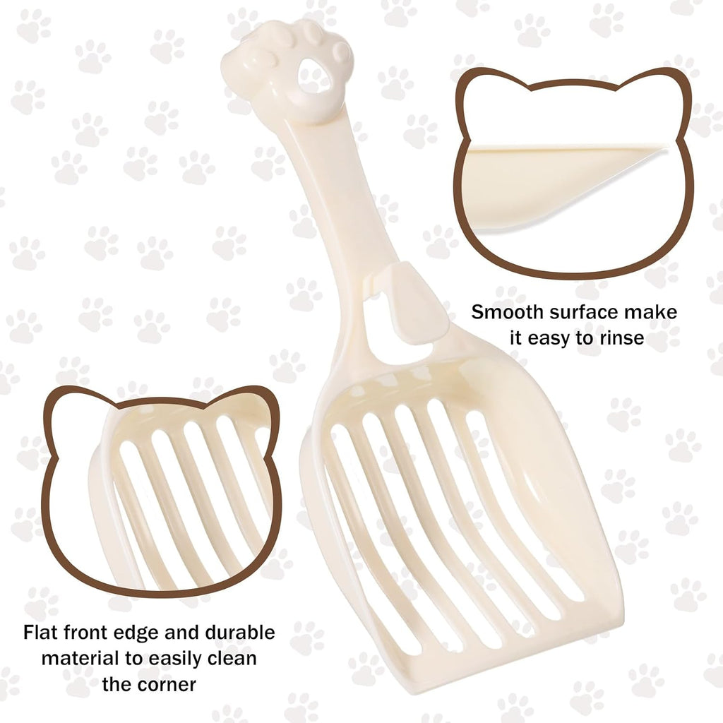 COMNICO Cat Litter Scoop, Durable Plastic Kitty Litter Sifter Scooper with Wide Slats Comfy Handle Deep Shovel Pooper Lifter Captures All Clumps for Easy Sifting Pine Pellets Box (Milky White)
