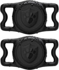 IP68 Waterproof AirTag Holder for Dog Collar, Silicone, Black, 2 Pack