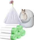 Super Thick 2Mils Drawstring Litter Box Liners - 100 Count, 26.6x16.7 inches, White Poop Bags for Litter Robot 4 & Cat Trays