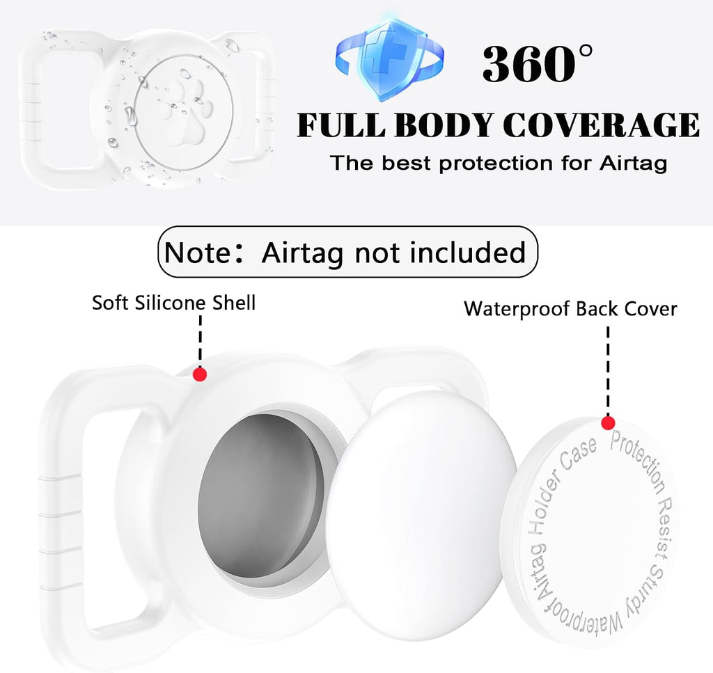 SANKALA Waterproof Airtag Holder for Dog Collar, White