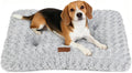 Dog Bed Crate Pad - Rosette Pattern White Velvet Pet Bed Anti-Slip Comfy Kennel Pad for Crates Rosette Grey M