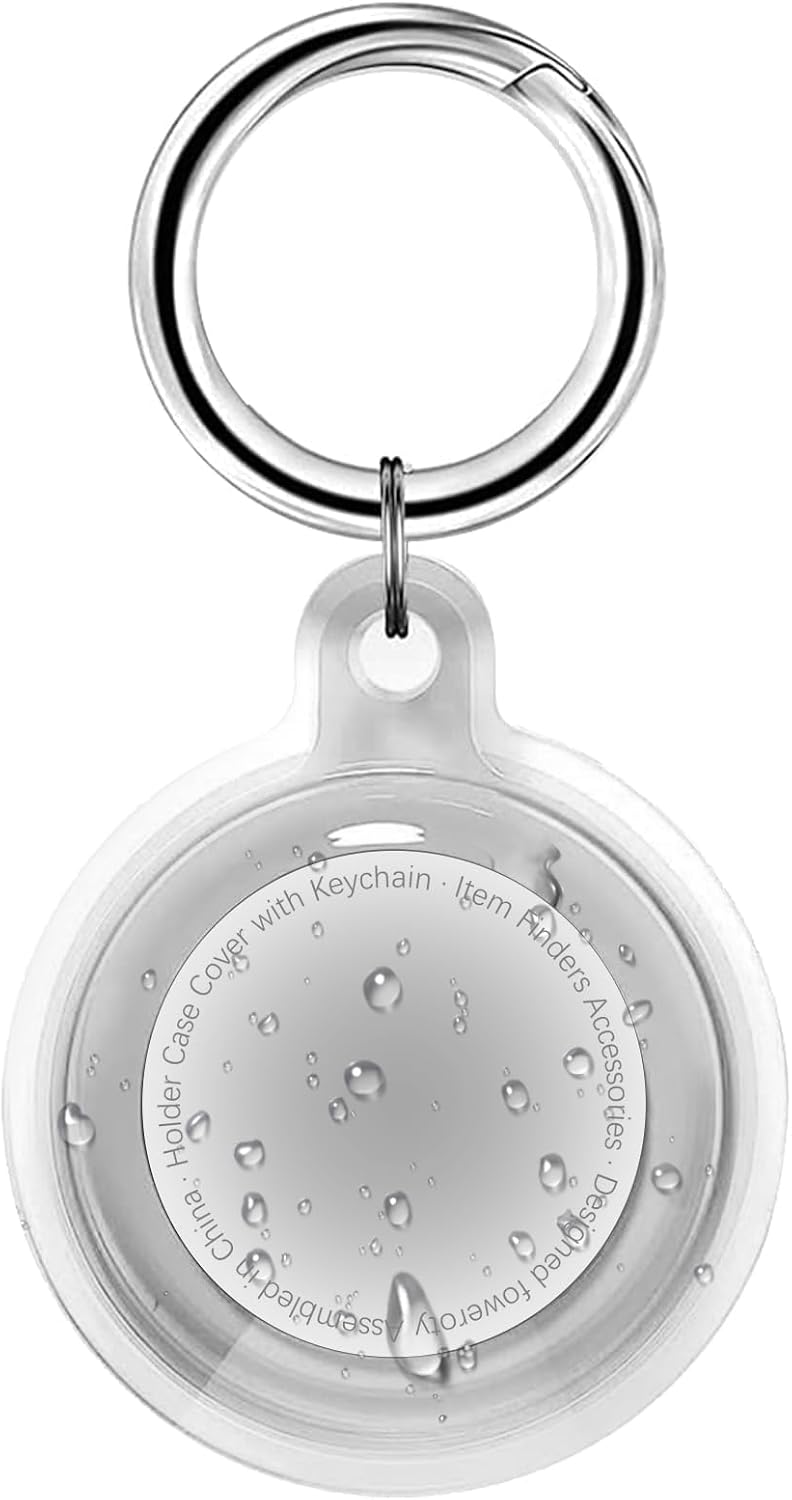 IPX8 Waterproof for Airtag Holder, for Apple for Airtags with Keychain,for Air Tag Case for Luggage, Dog Collar, Keys, Anti-Scratch Full Body Protective for Air Tags Holder, Clear