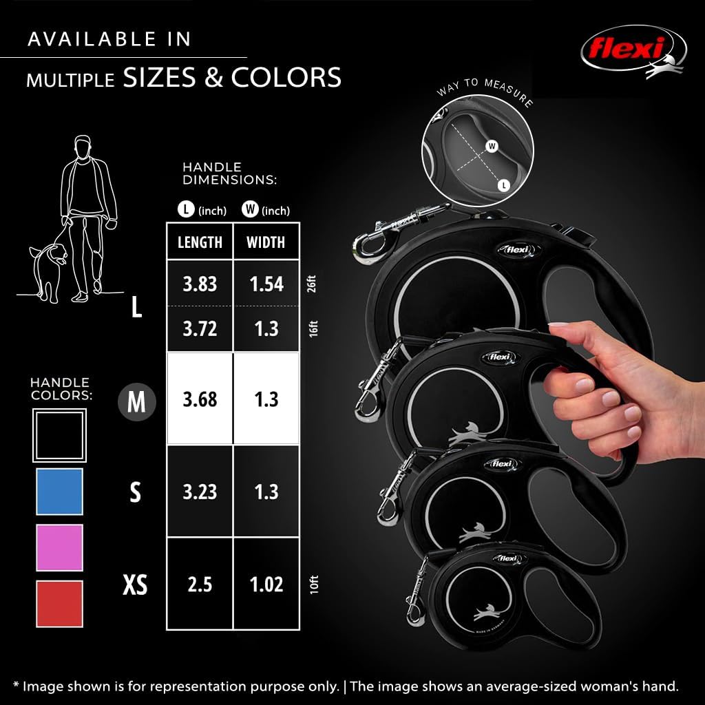 FLEXI® Classic Tape Retractable Dog Leash, Medium, 16 ft - Black