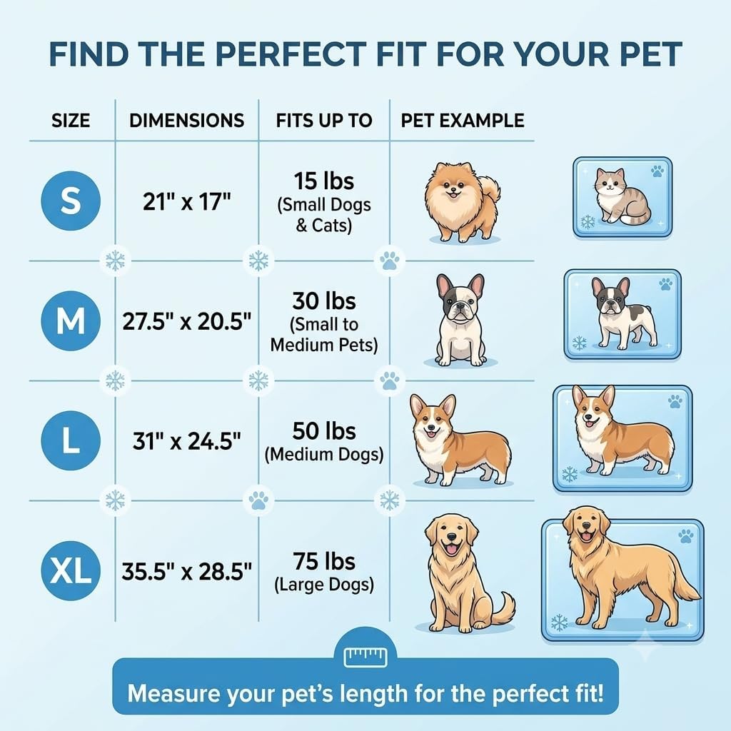 Dog Cooling Mat for Summer, Self Cooling Ice Silk Pet Bed Mat for Crate, Sofa & Car Seats, Breathable Washable Pressure Activated Cool Pad for Small, Medium, Large Dogs and Cats (Blue Mat, X-Large)