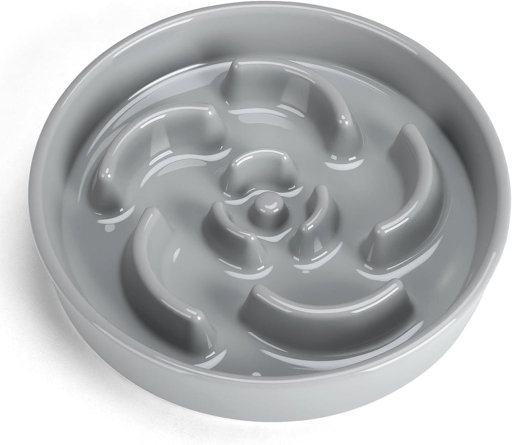 Ceramic Slow Feeder Dog Bowl, 2 Cups Maze Puzzle Dish to Slow Down Eating