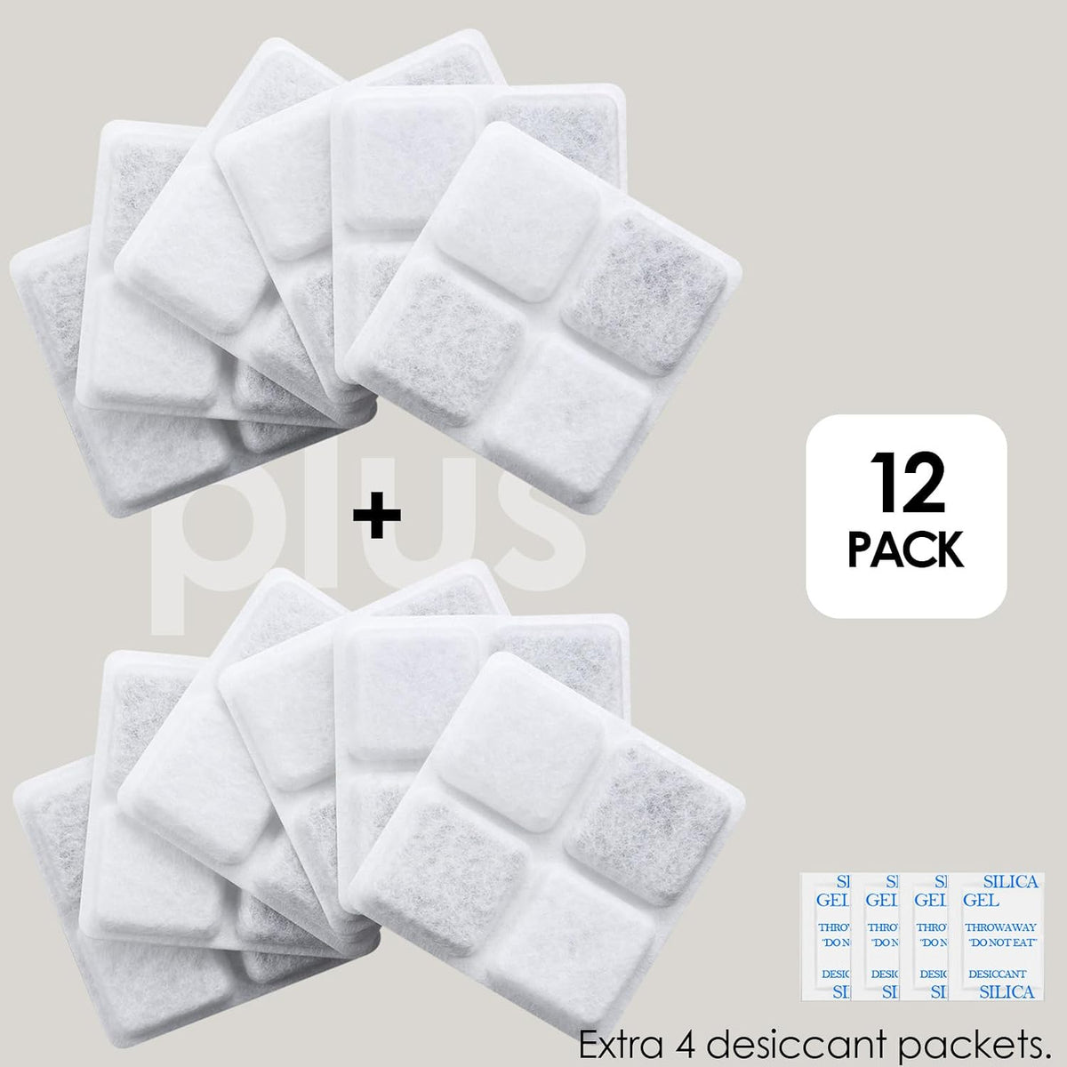 12-Pack 2026 PLUS Pet Food Desiccant Bag,Compatible with Pet Automatic Cat dog Feeders, Desiccant Bag Replacement for Cat Feeder,Maintains Food Freshness