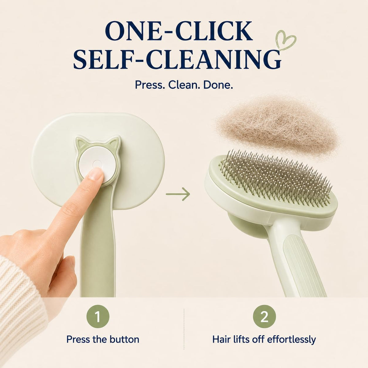 Cat Shedding Brush for long haired cats, Cat Deshedding tool, Green
