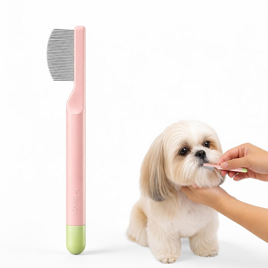 Round-Tip Dog Eye Comb, Pink Fine Tooth Comb for Small Pet Dog Cat Hamster