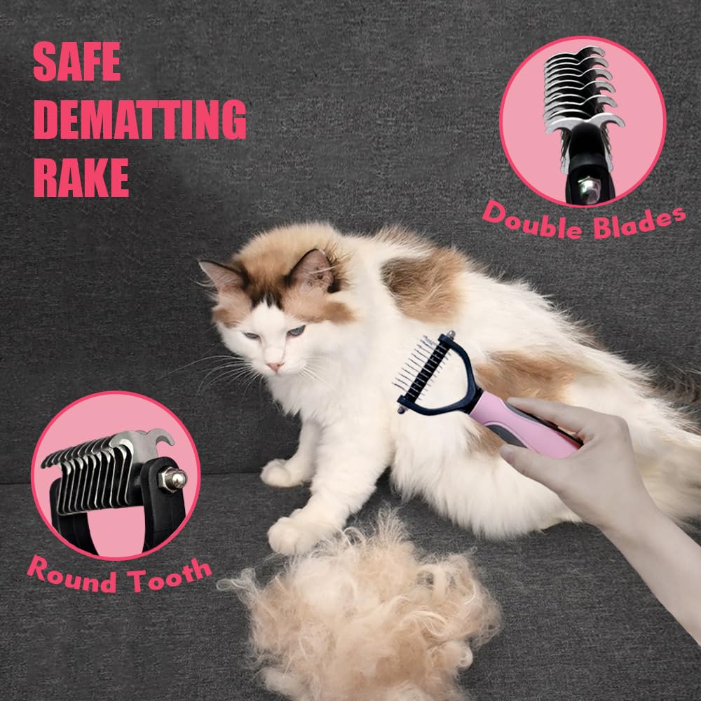 Cat Brush for Grooming Pink Towel