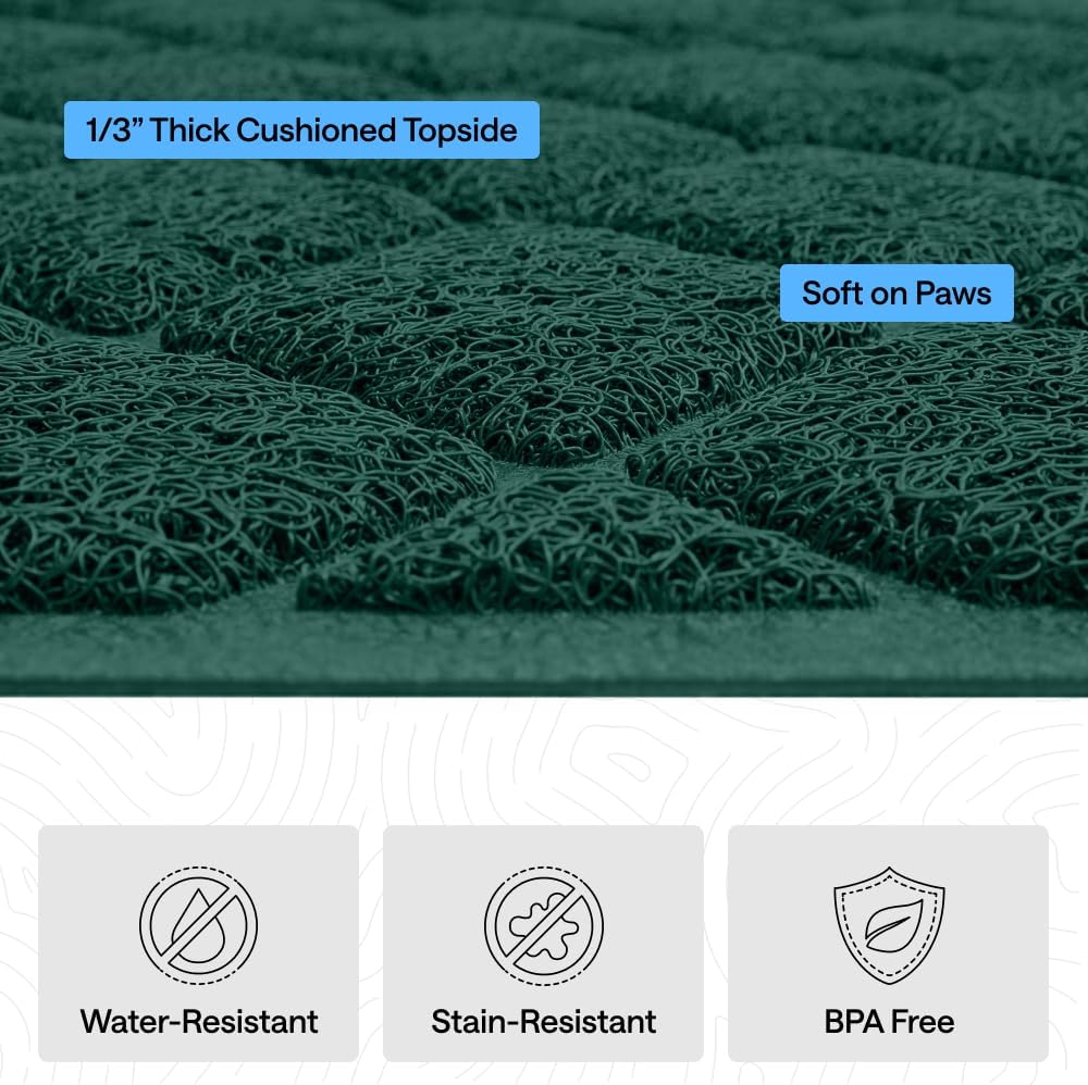 GORILLA GRIP Cat Litter Mat, Coiled Mesh Trapping Mats, 47x35 Green