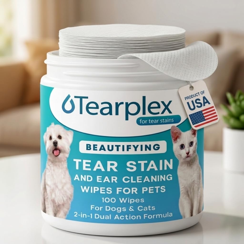 Eye & Ear Wipes – Tear Stain Remover for Dogs and Cats, 100 Wipes