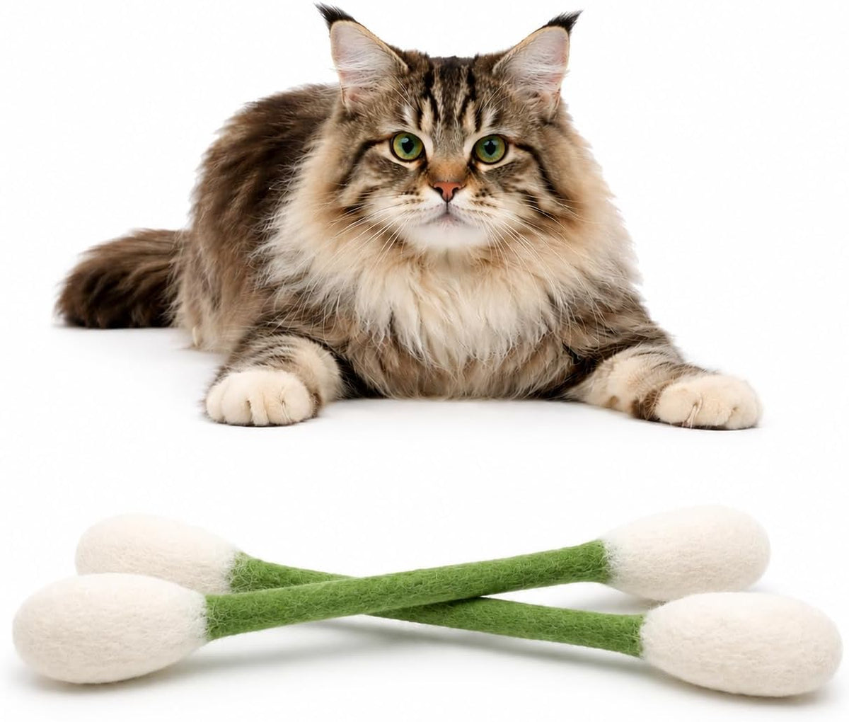Glaciart One XXL Swabs Cat Toys with Catnip - 2 Pk | Durable for Chew, Cute Cat Toys Interactive Kitty for Boredom, Exercise, & Play | Filled w/Organic Catnip for Anxiety & as Digestive Aid