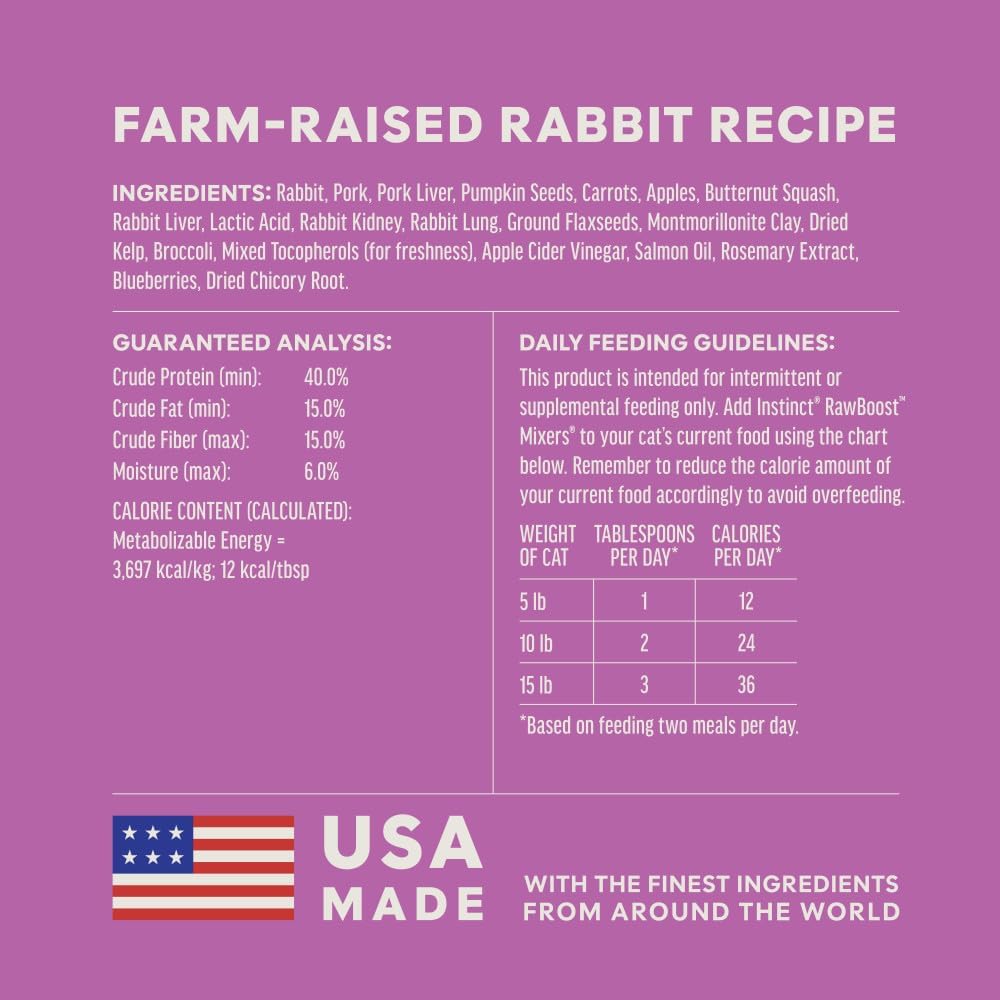 Instinct Freeze Dried Mixers, Cat Food Toppers, Rabbit, 6 oz. Bag