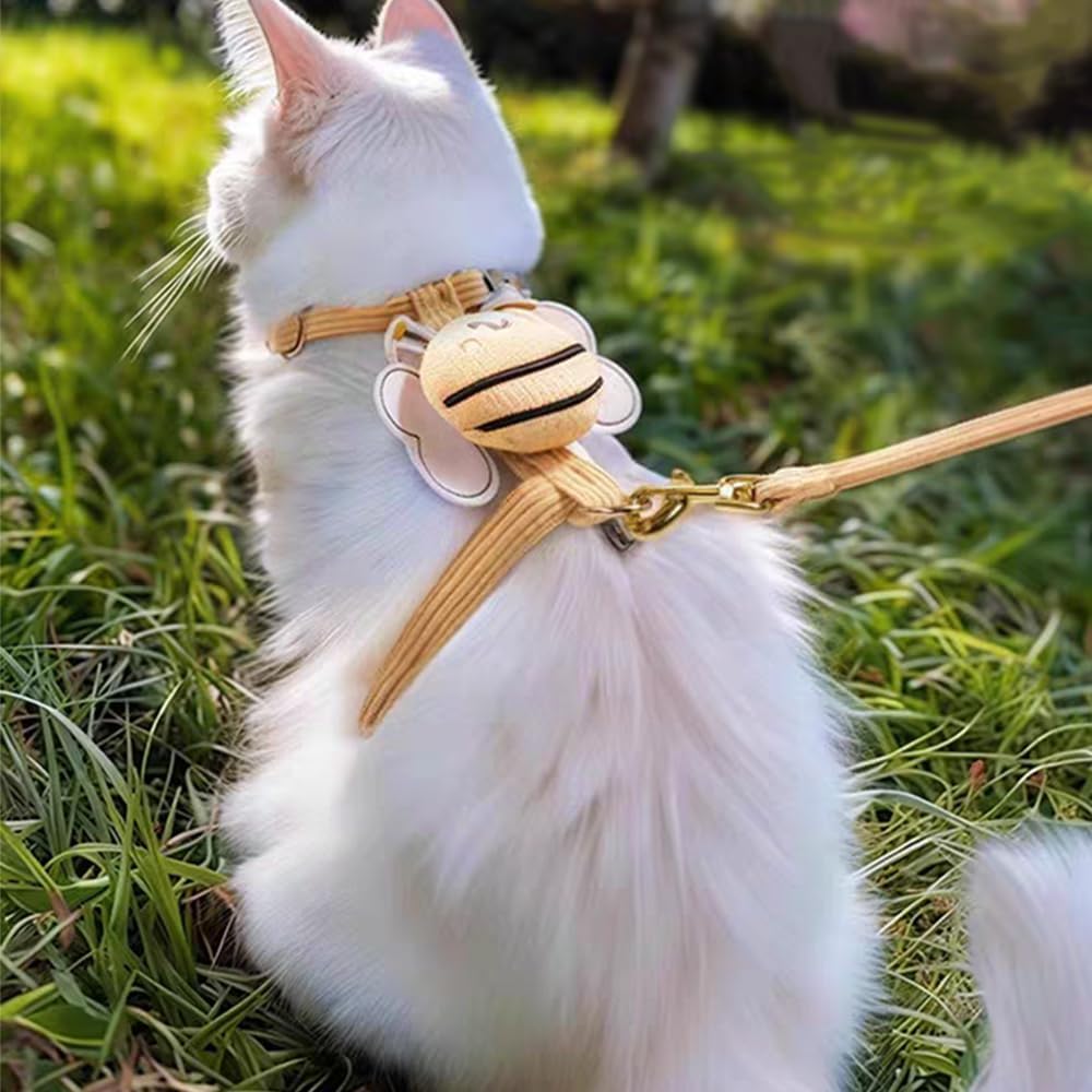 Cat Harness and Leash Set, Cat Harness Escape Proof, Rabbit Harness and Leash Set, Costumes for Cats and Bunny (A, Large)