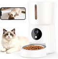 Faroro Automatic Cat Feeder with Camera, 1080P HD Video with Night Vision, 5G WiFi Automatic Dog Feeder with APP Control, 2-Way Audio, Blockage Sensor for Cats or Small Dogs, 4L (White)