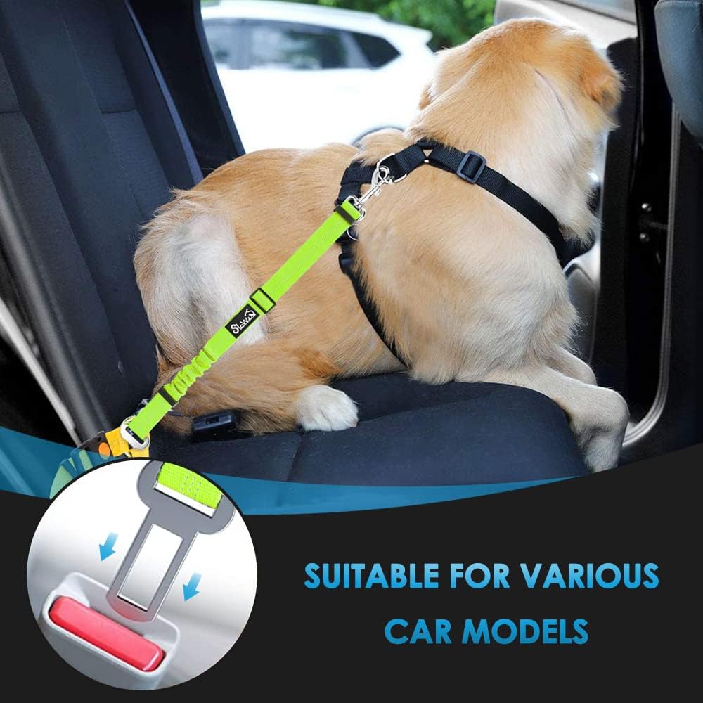 SlowTon Dog Seat Belt for Car, 2 Pack Dog Car Harness Seatbelt with Bungee