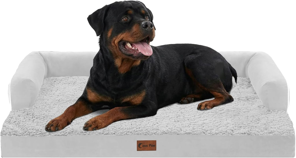 Orthopedic Dog Bed for Extra Large Dogs, 48x30in, Grey White