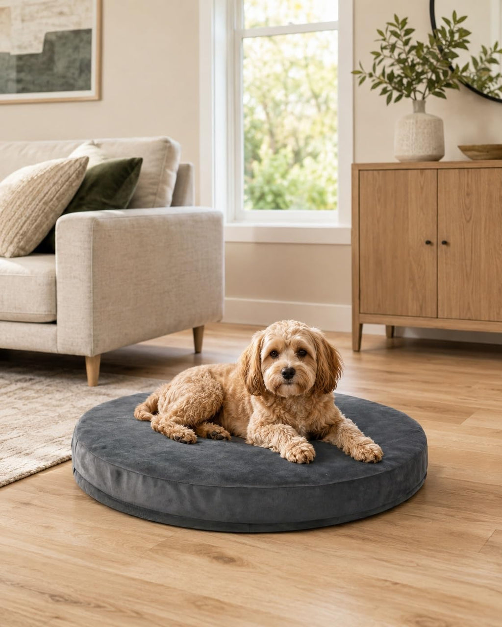 Orthopedic Foam Cat Bed Waterproof Round Dog Bed 20 Inch