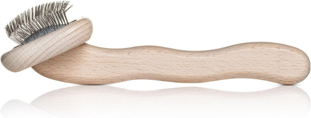 Chris Christensen Mark I Slicker Brush for Dogs, 12mm Pins, Groom Like a Pro, Handcrafted Lightweight Beechwood Ergonomic Handle, Stainless Steel Pins, A5I X-Small. Made in Germany. 
