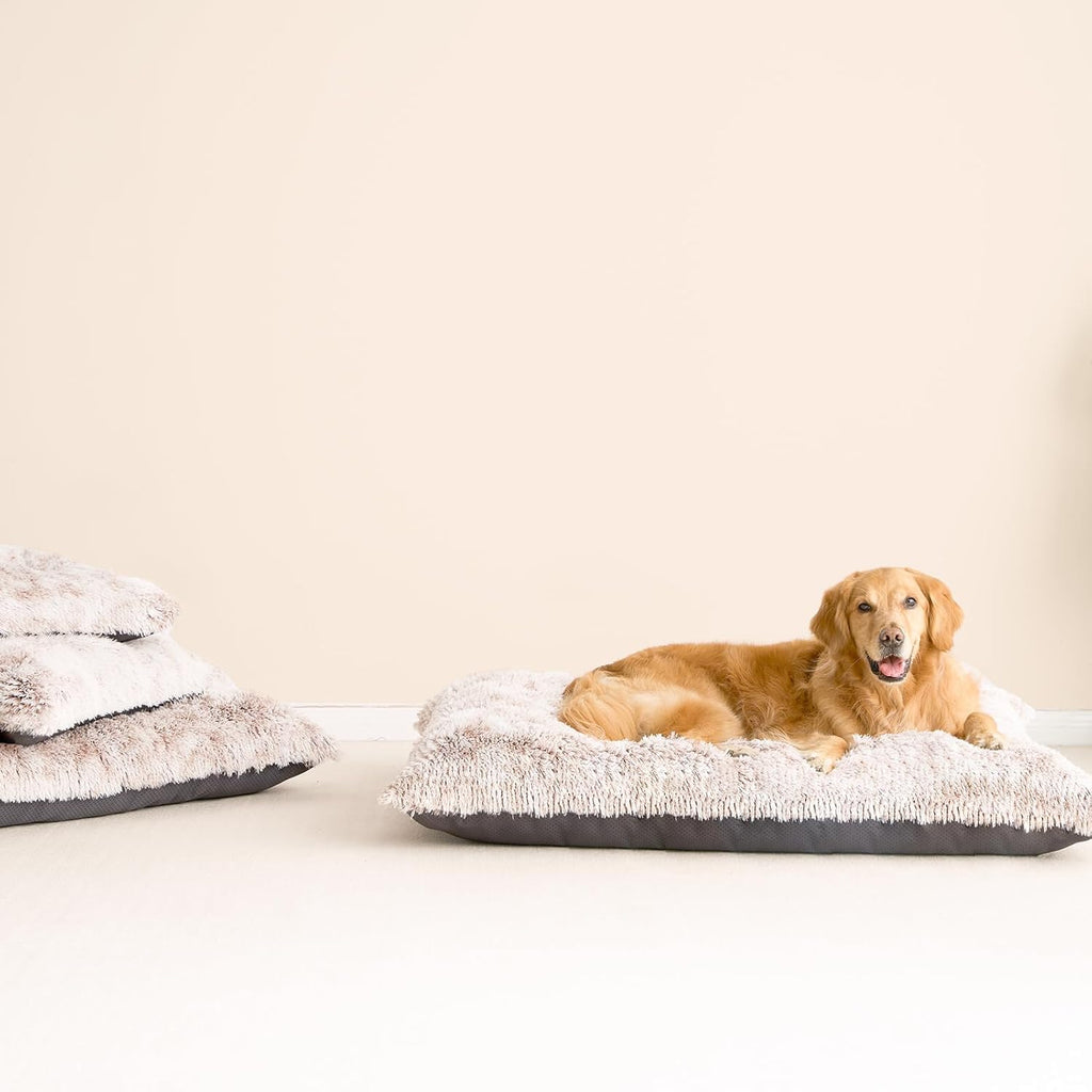 EHEYCIGA Fluffy Dog Crate Bed, Plush XX Large Dog Pillow, Brown