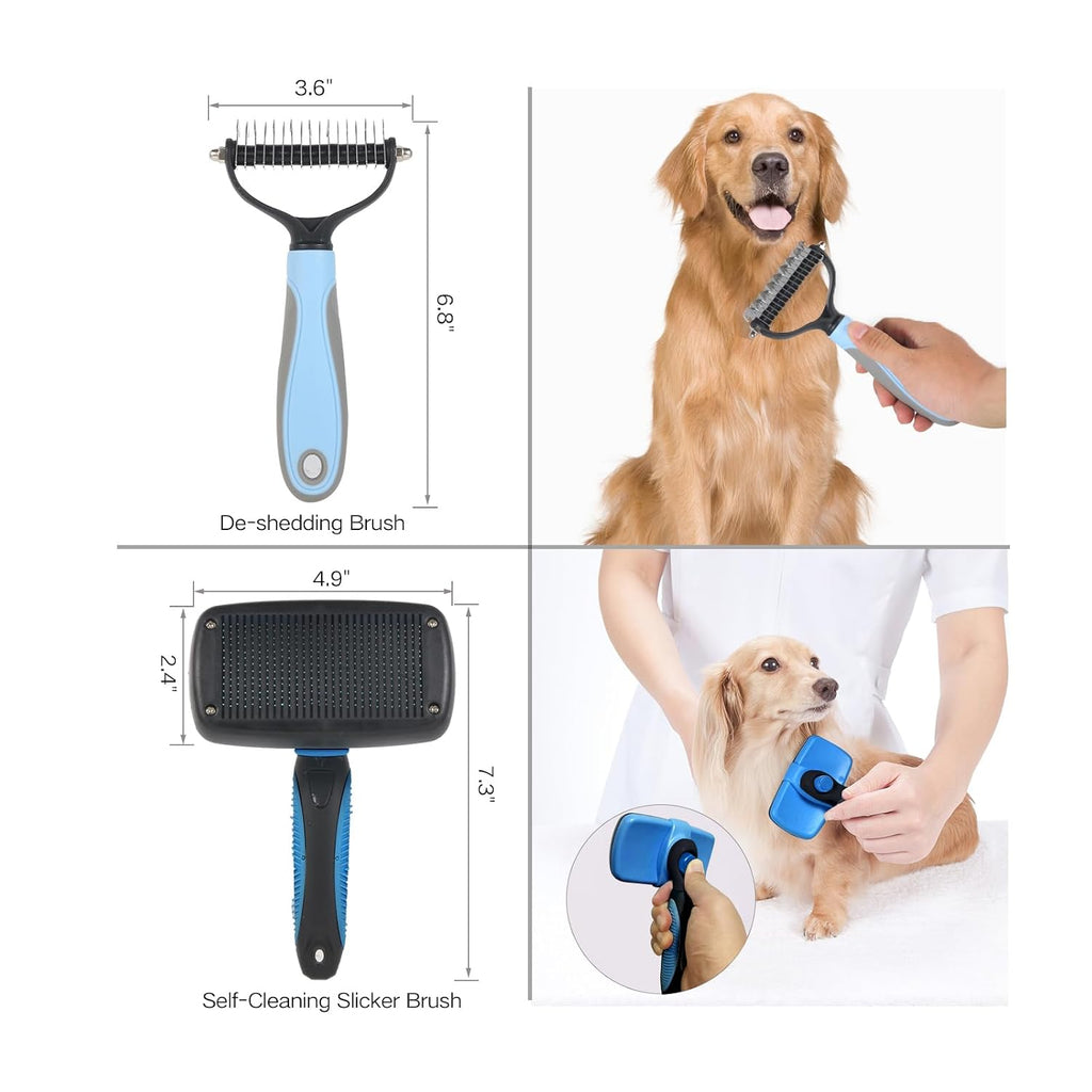 7‑in‑1 Pet Deshedding Tool, Dog Grooming Brush Set, Dog Brush Combo