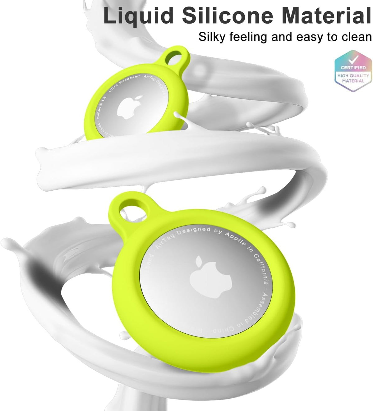 oakxco for Airtag Keychain Silicone Neon Green, Airtag Holder with Key Ring, Air Tag Cover Cute Accessories for Kids, Luggage, Car Dog Collar, Car, Compatible with Apple Airtag Case Waterproof, Lime