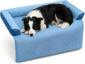 GGIB Dog Bed Mat with Bolster Pillow Washable Dog Couch Cover Breathable Pet Couch Bed Protector Indoor(Large, Cooling Blue)