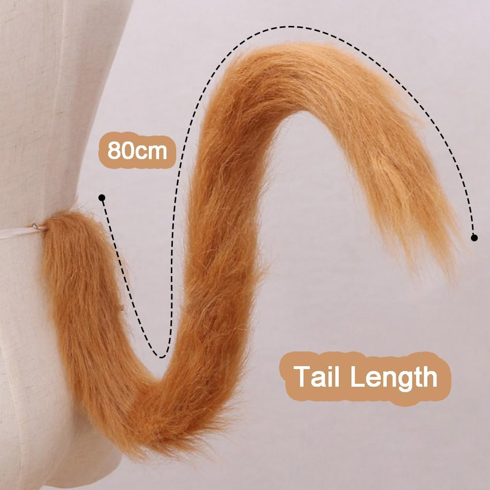 Cat Tail Cosplay 31.5" Long Plush Animal Tail for Halloween Party Fancy Dress Costume Accessories