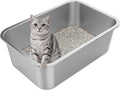 XX-Large High Sided Stainless Steel Cat Litter Box | Sturdy Metal, Odor-free, Cat Litter Non-stick and Easy to Clean, Ideal for Indoor Cats, Kittens and Multicat Houses