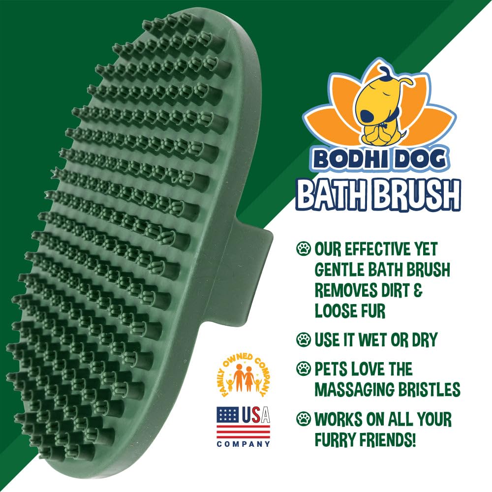 Bodhi Dog Shampoo Brush - Pet Grooming & Bath Supplies for Dogs and Cats - Bath Brush for Long & Short Hair - Premium Scrubber for Shower, Showerhead, Sprayer & Bathing (One Pack, Dark Green)