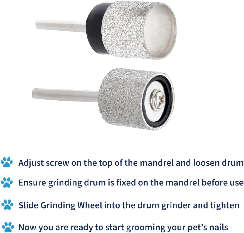 Pet Nail Grinder Diamond Wheel - 120 grit Rotary Tool Sanding Bands for Pet Nail Dremel Tool - Compatible with Any 1/2 inch Mandrel Grinding Tool, (80 grit)