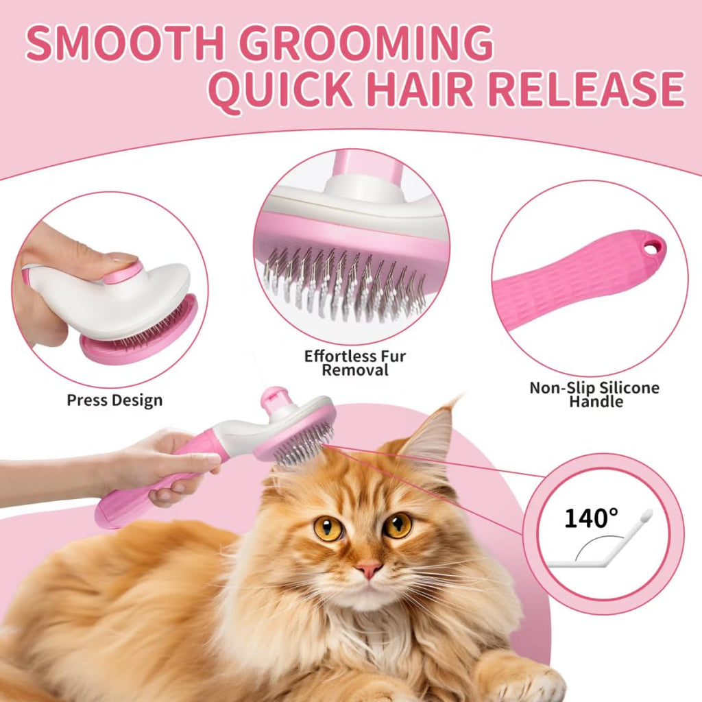 7Pcs Dog & Cat Grooming Kit, Deshedding Brush, Bath Scrubber, Toothbrushes