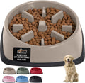 GORILLA GRIP® Patented Slow Feeder Dog and Cat Bowl, BPA Free, 4 Cup Beige