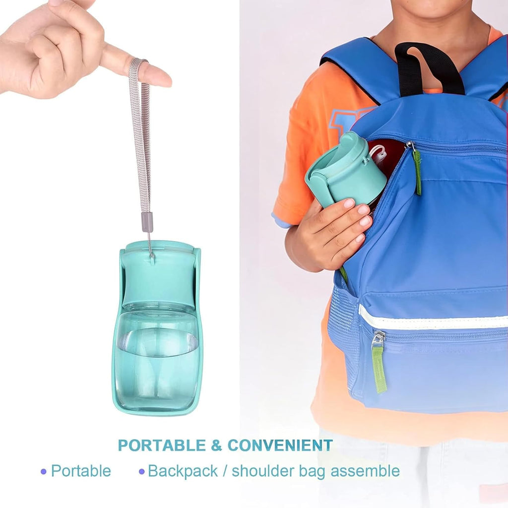 Portable Dog Water Bottle, Foldable Water Bottle for Dog, Blue, 12oz | Leak Proof Dispenser, Dishwasher Safe, Puppy Travel Water Bowl Fit for Cat, Rabbit, Small Animals Walking, Hiking, Travel 